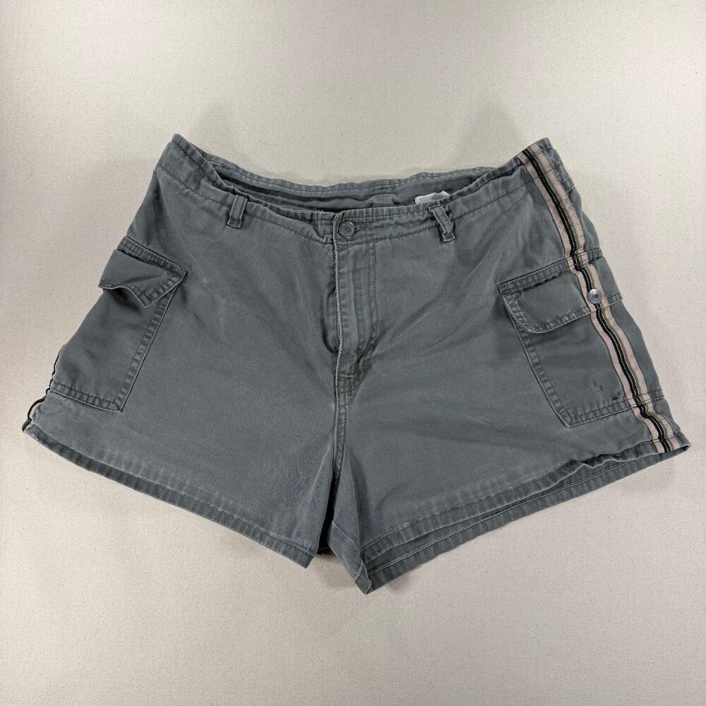 Vintage Jordache Y2K Cargo Shorts Gray Cotton Side Stripe Womens 13/14